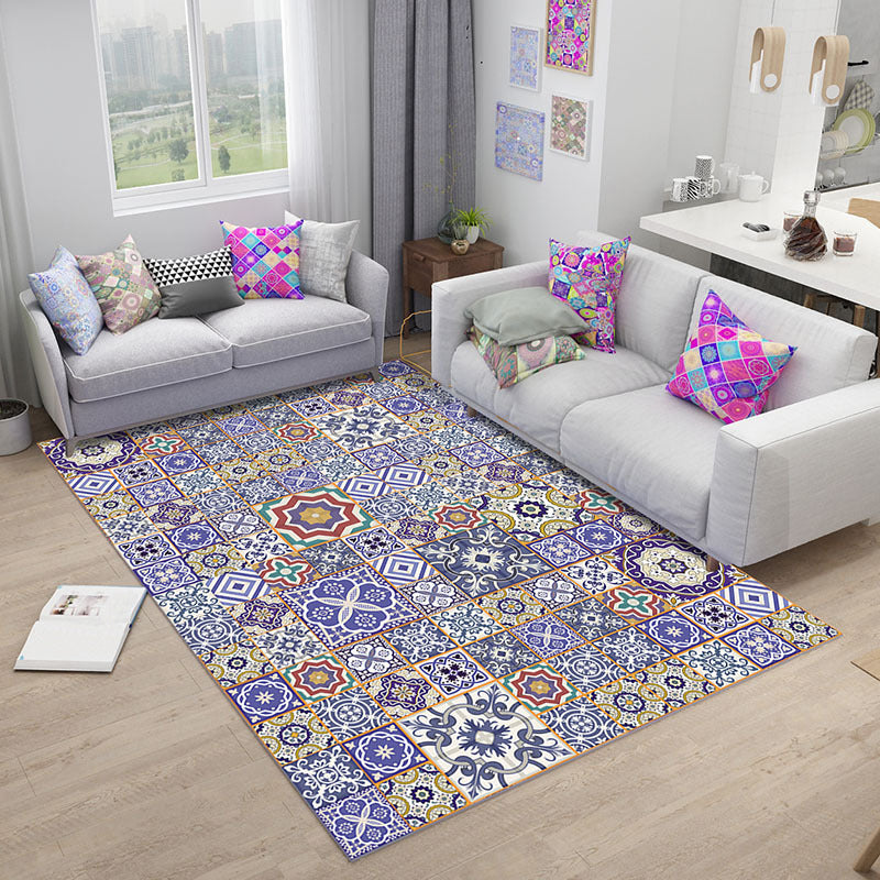 Colorful Florentine Tile Rug Distinctive Moroccan Rug Non-Slip Backing Carpet for Home Decoration