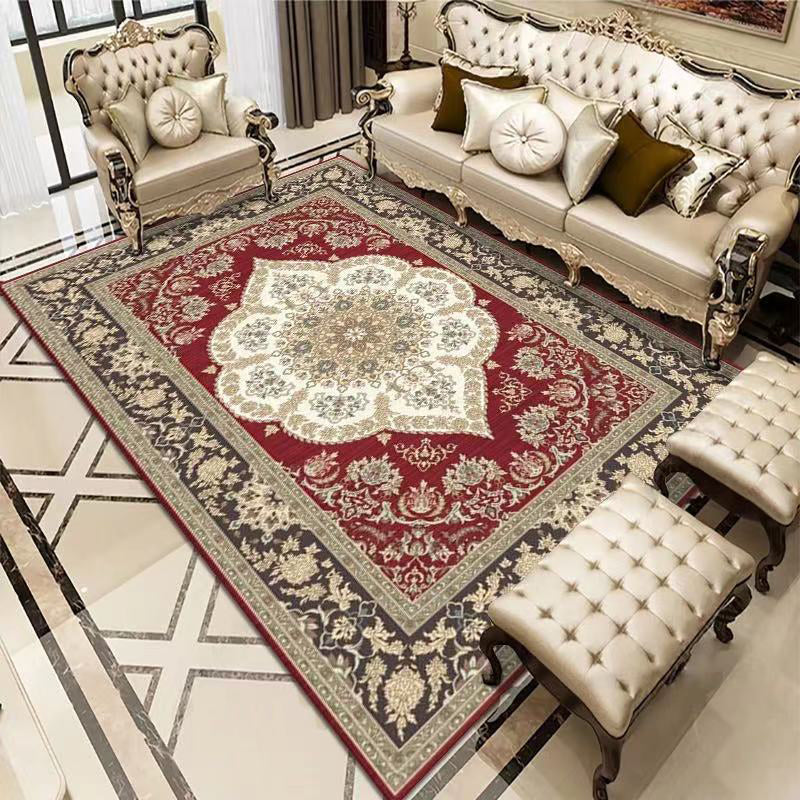 Tapis de luxe victorien intérieur victorien Tapis lavable de tapis à imprimé floral antique pour décoration domestique