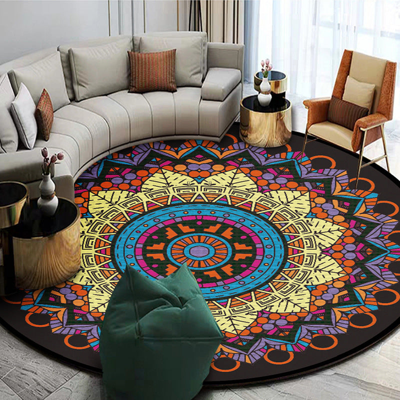 Gorgeous Moroccan Area Rug Multi-Color Flower Print Rug Non-Slip Backing Carpet for Living Room