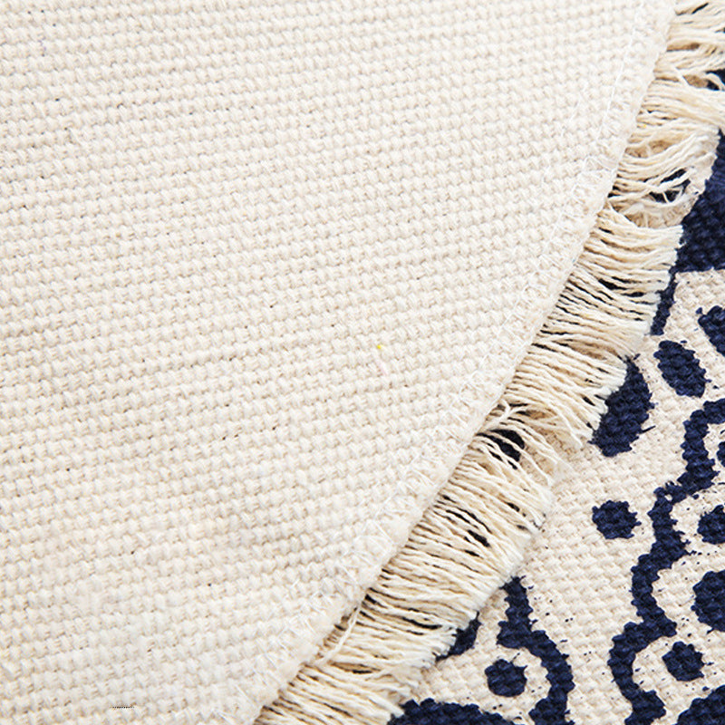 Tapis rond marocain tapis à main à la main avec tapis de mélange de coton doux à la frange pour décoration intérieure