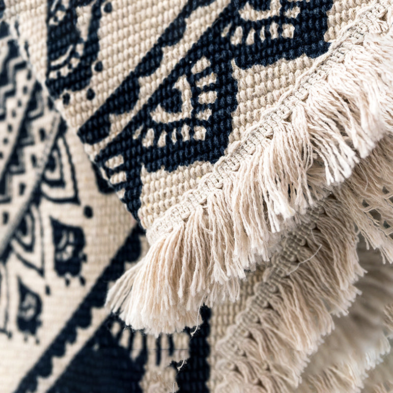 Marokkaanse ronde vloerkleed Handgebroken gebied Tapijt met franje zacht katoenen blend tapijt voor woningdecoratie