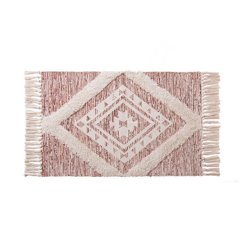 Eenvoud Boho-chic Rug Cotton Blend tapijt met franje wasbaar gebied tapijt voor woningdecoratie