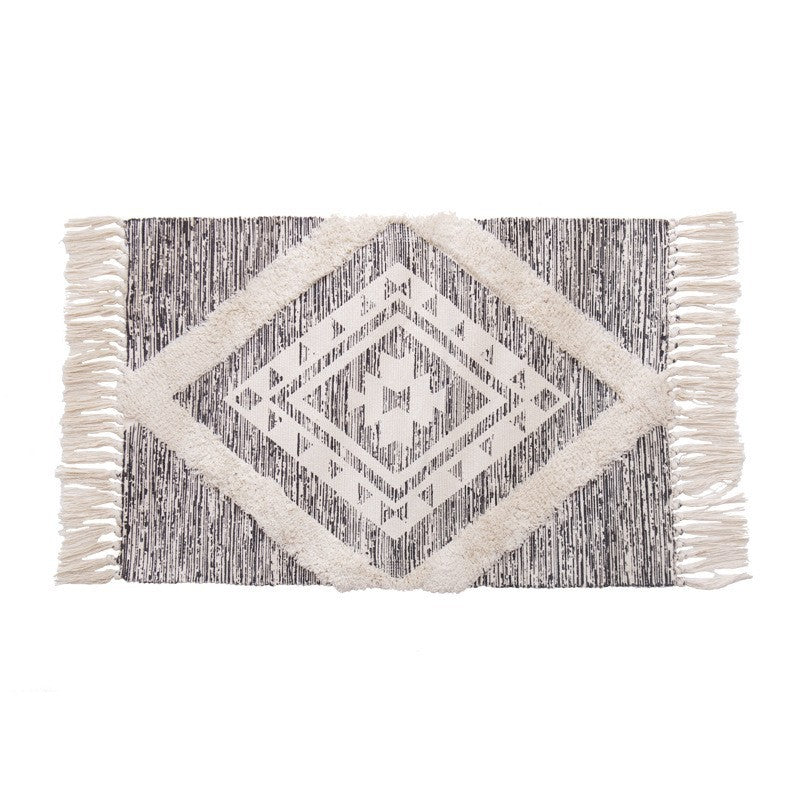 Eenvoud Boho-chic Rug Cotton Blend tapijt met franje wasbaar gebied tapijt voor woningdecoratie