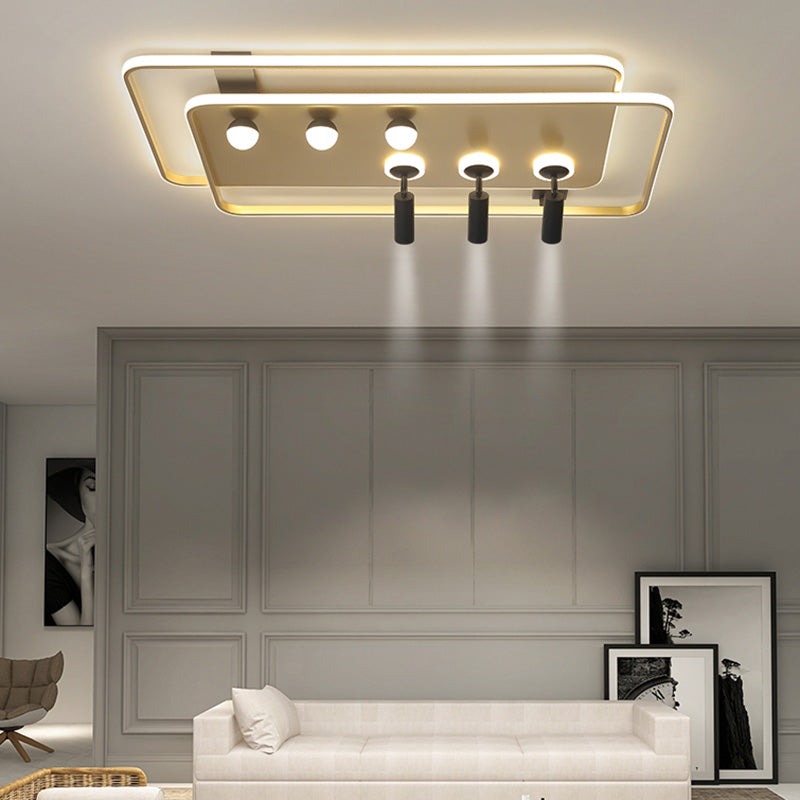 Living Room Semi Flush Ceiling Spotlight Metal Frame LED Track Light Fixture