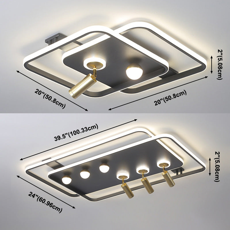 Salon semi-flush plafond projecteur de trame métallique