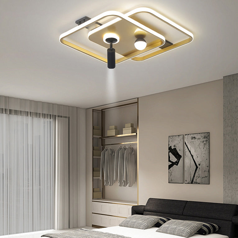 Living Room Semi Flush Ceiling Spotlight Metal Frame LED Track Light Fixture