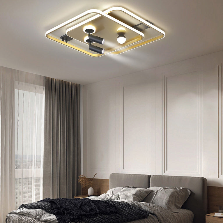 Living Room Semi Flush Ceiling Spotlight Metal Frame LED Track Light Fixture