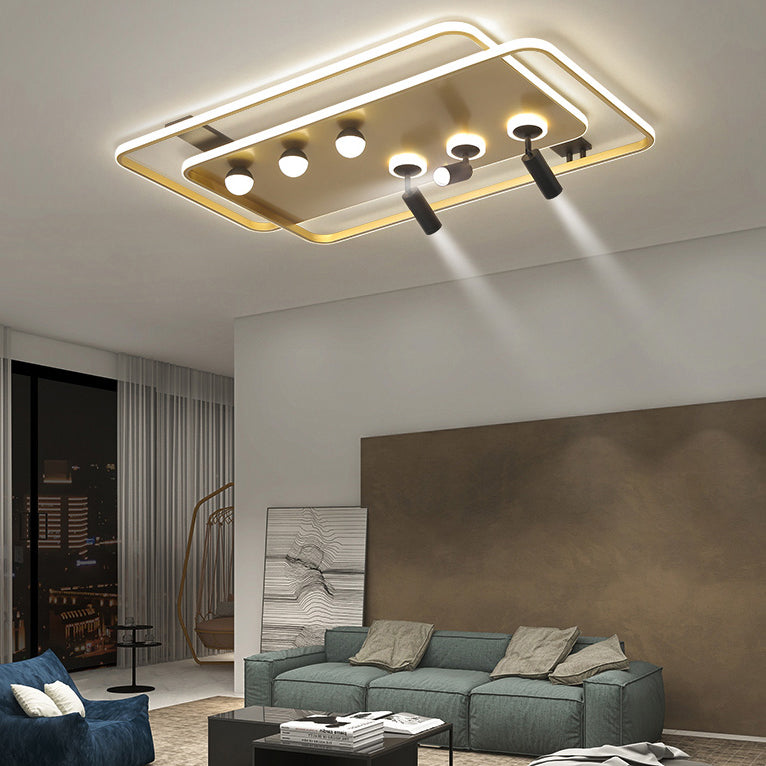 Living Room Semi Flush Ceiling Spotlight Metal Frame LED Track Light Fixture