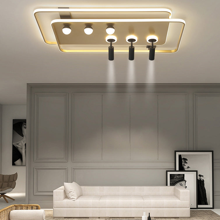 Living Room Semi Flush Ceiling Spotlight Metal Frame LED Track Light Fixture