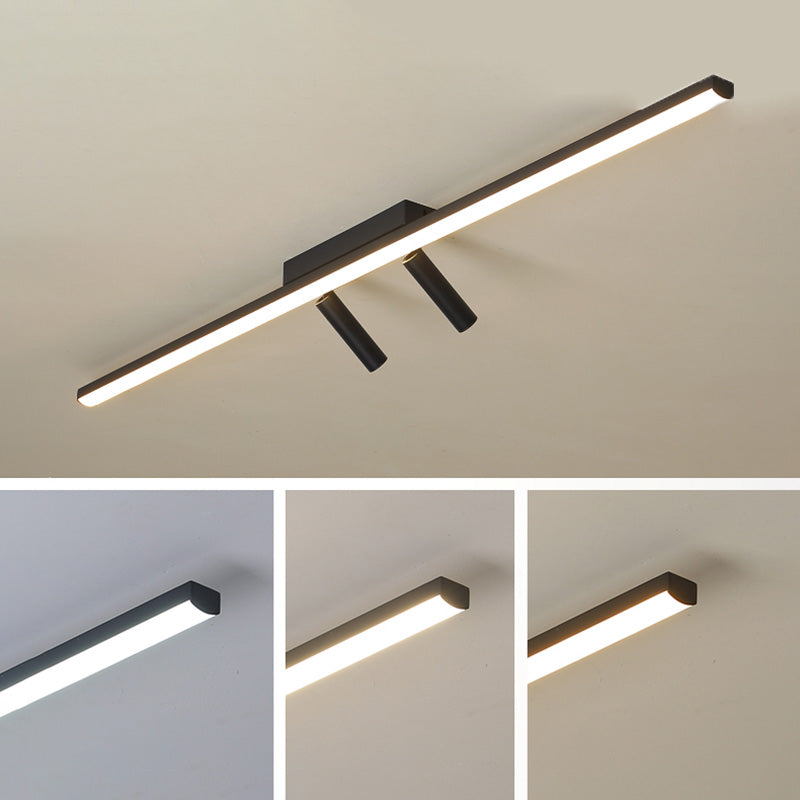 Black Modern Semi Flush Ceiling Spotlight Iron LED Track Light Fixture for Living Room