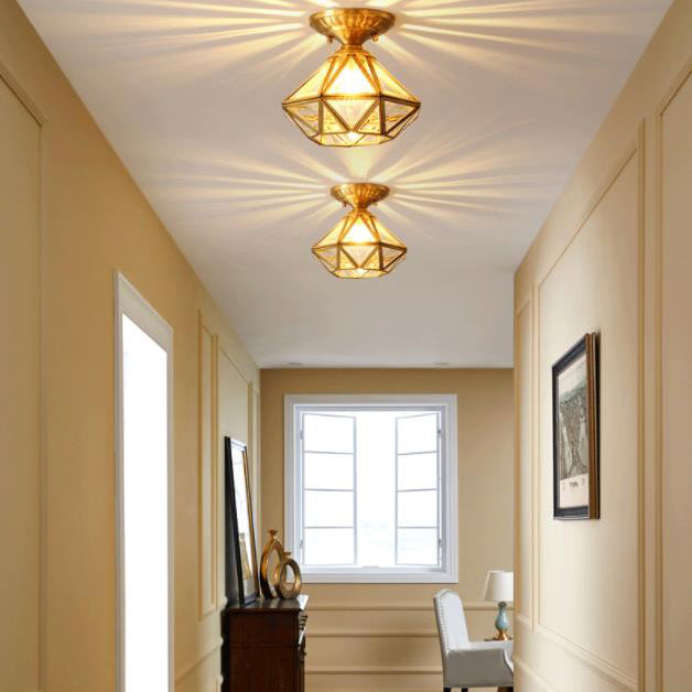 Semi-rince colonial de 10 "de large vitre clair 1 semi-flush en laiton poli clair pour le foyer