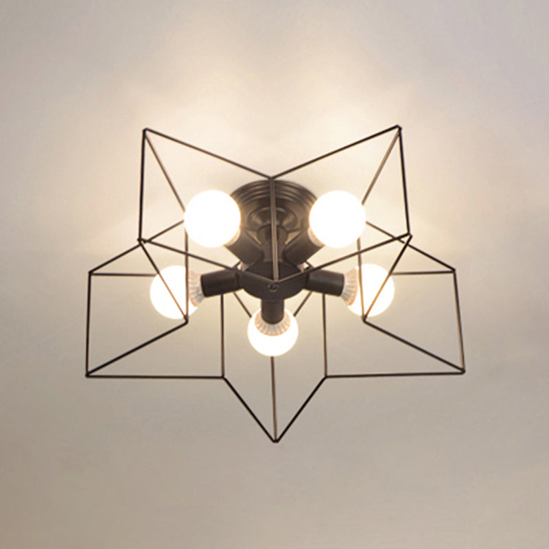 Loft Style Star Semi Flush Mount Lighting Metal Semi Flush Mount Deckenleuchte