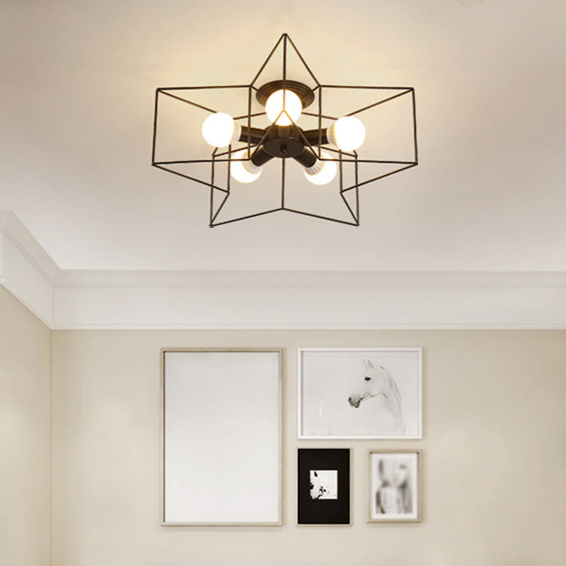 Loft Style Star Semi Flush Mount Lighting Metal Semi Flush Mount Deckenleuchte