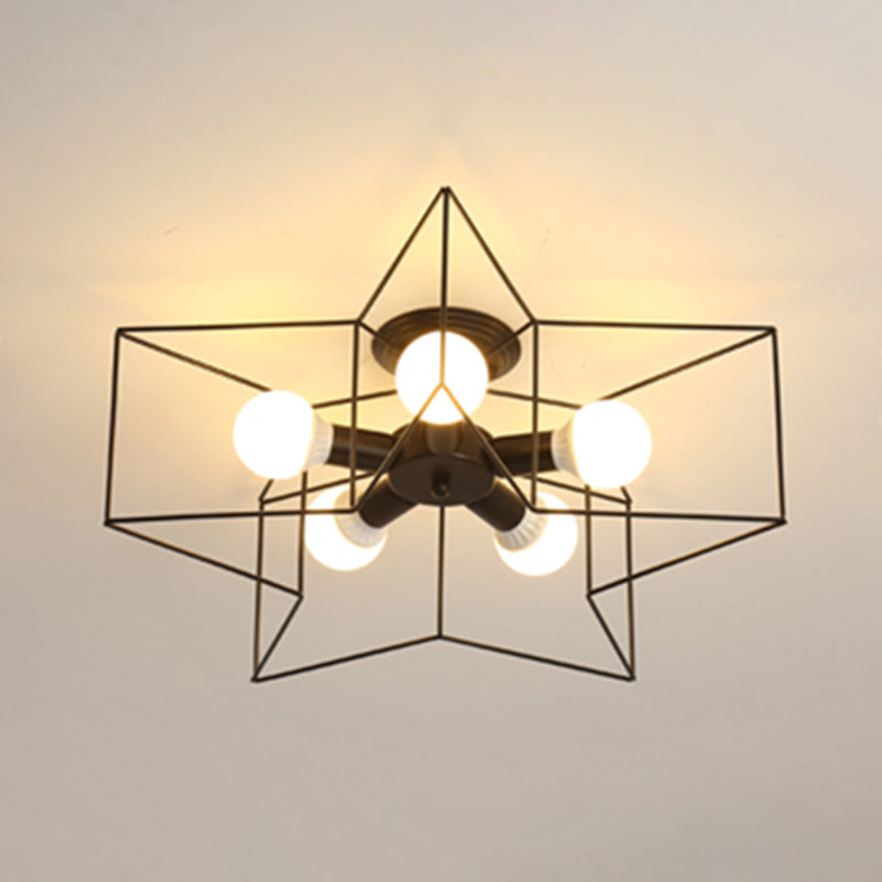 Loft Style Star Semi Flush Mount Lighting Metal Semi Flush Mount Deckenleuchte