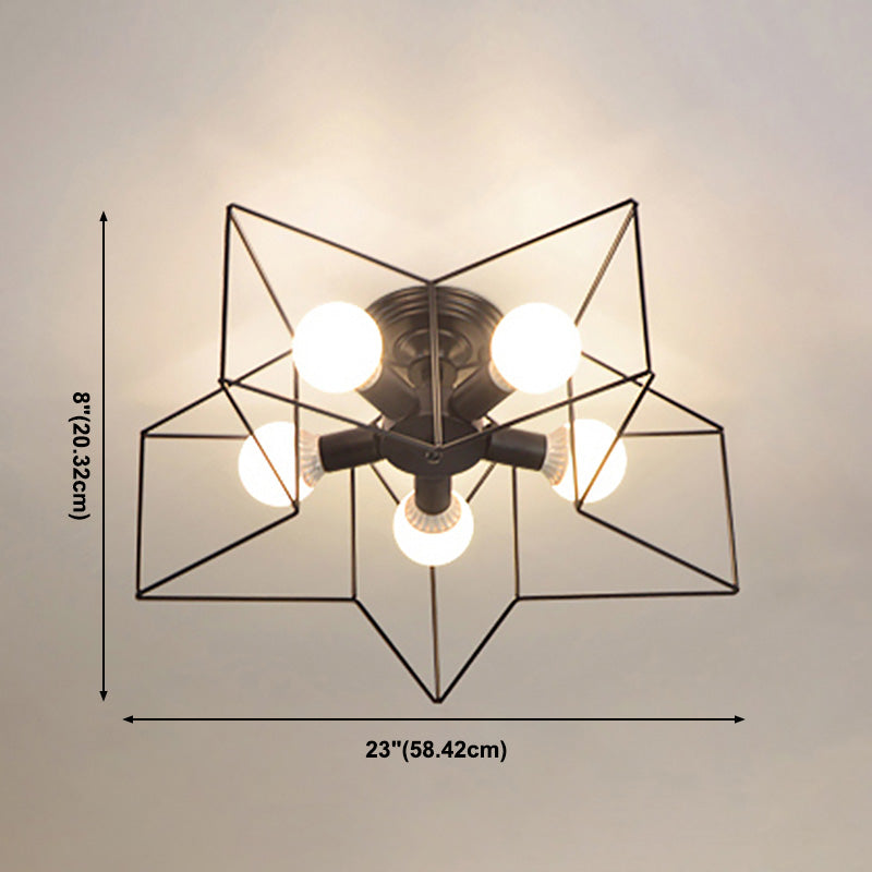 Loft Style Star Semi Flush Mount Lighting Metal Semi Flush Mount Deckenleuchte