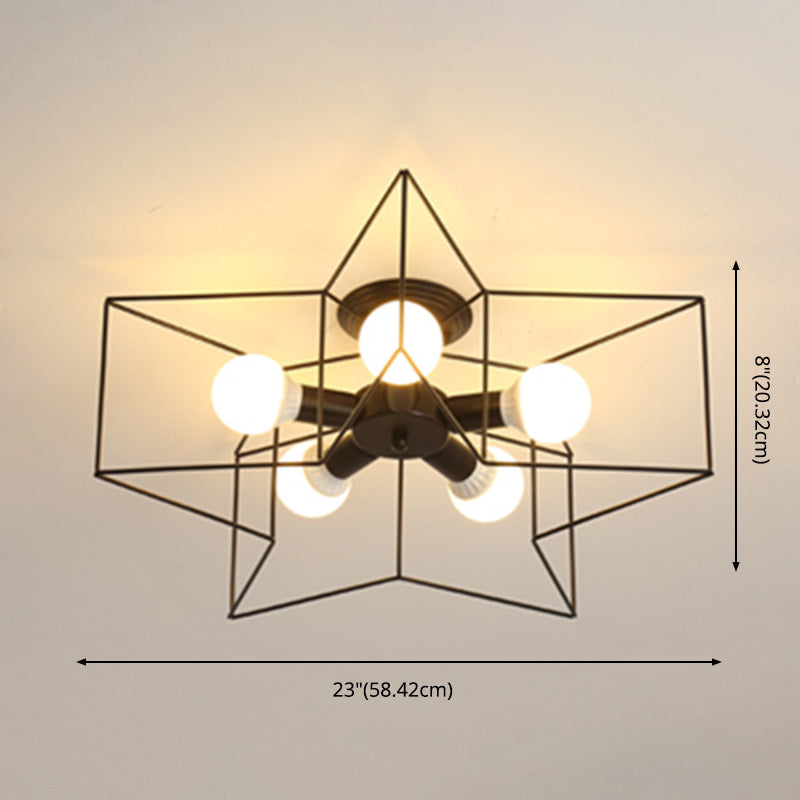 Loft Style Star Semi Flush Mount Lighting Metal Semi Flush Mount Deckenleuchte