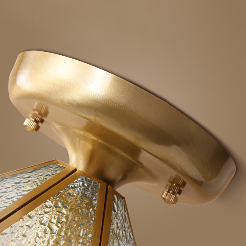 Bronze Semi Flush Mount Leuchte koloniale Halbflush -Deckenleuchte mit Glasschatten