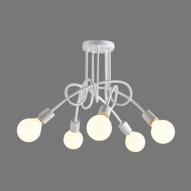 Open Bulbs Design Iron Ceiling Light Modernist Semi Flush Mount Ceiling Light for Dining Room