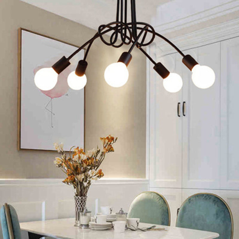 Open Bulbs Design Iron Ceiling Light Modernist Semi Flush Mount Ceiling Light for Dining Room