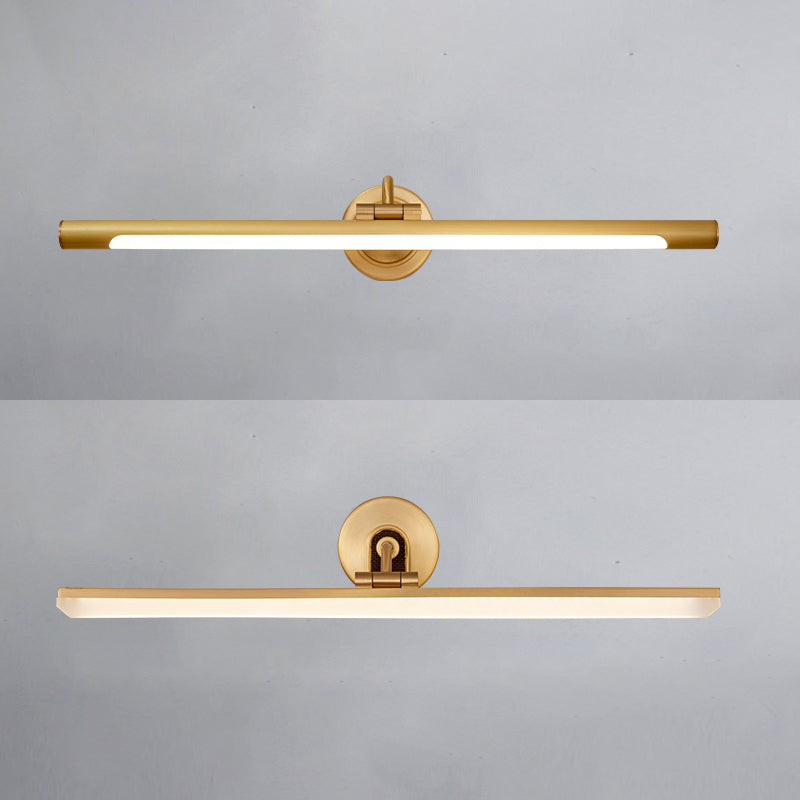 1-Light Linear Shade Wall Sconce Modern Simple Style Mirror Wall Lighting in Brass