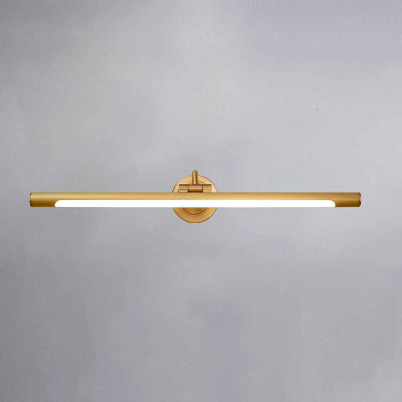 1-Light Linear Shade Wall Sconce Modern Simple Style Mirror Wall Lighting in Brass