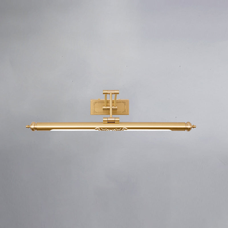 1-Light Linear Shade Wall Sconce Modern Simple Style Mirror Wall Lighting in Brass