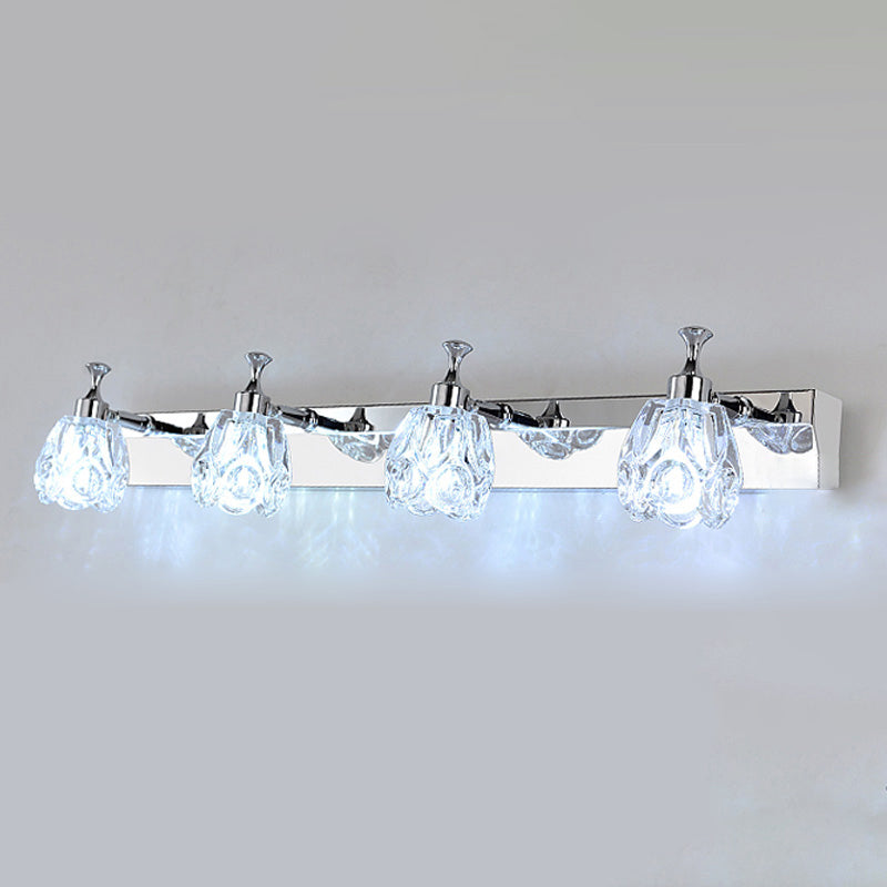 Multi-Lights Unique Shade Wall Sconce Modern Simple Style Mirror Crystal Wall Lighting in Silver