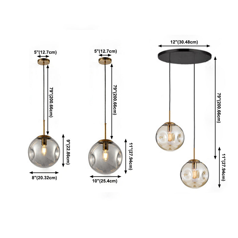 Modern Artistic Indoor Pendant Light Wrought Iron Globe Hanging Lamp with Glass Shade