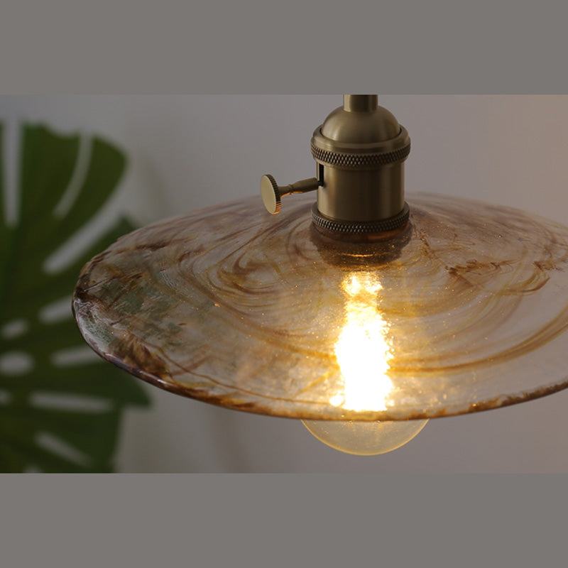 Industrial Style Amber Pendant Light Glass 1 Light Hanging Lamp for Bedroom