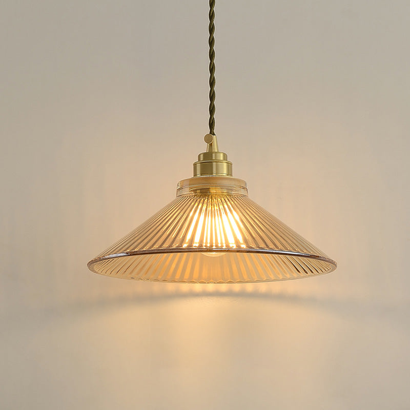 Cone 1 Light Pendant Light Fixture Industrial Style Glass Pendant Lamp in Gold