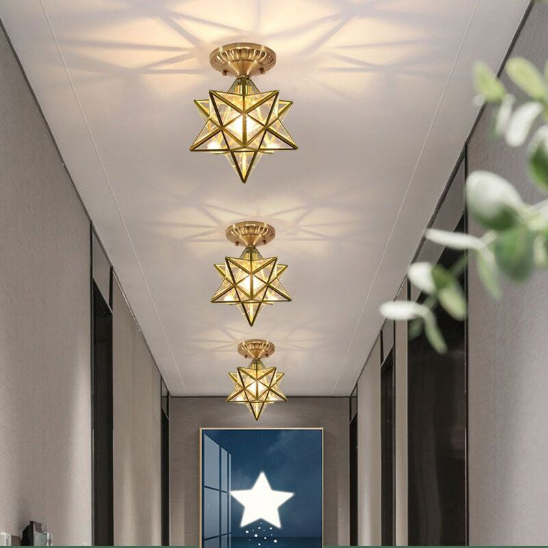 Semi Flush Mount plafondlicht American Country Style Aisle Corridor Star Shape Plafond Mount Light