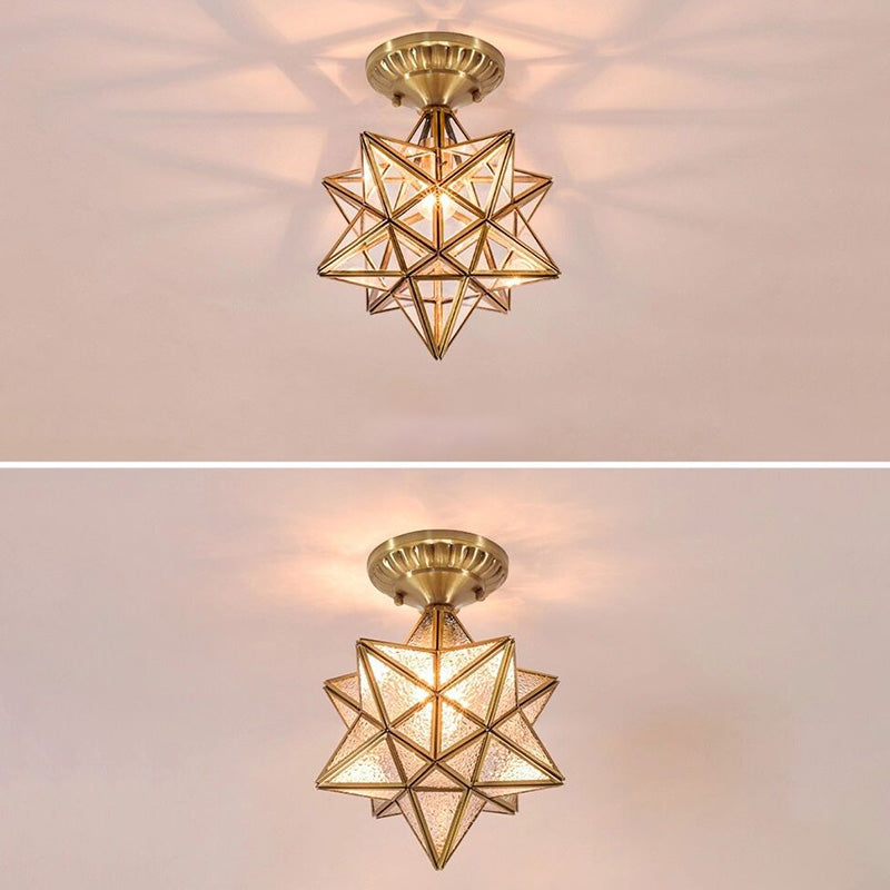 Semi Flush Mount Ceiling Light American Country Style Aisle Corridor Star Shape Ceiling Mount Light