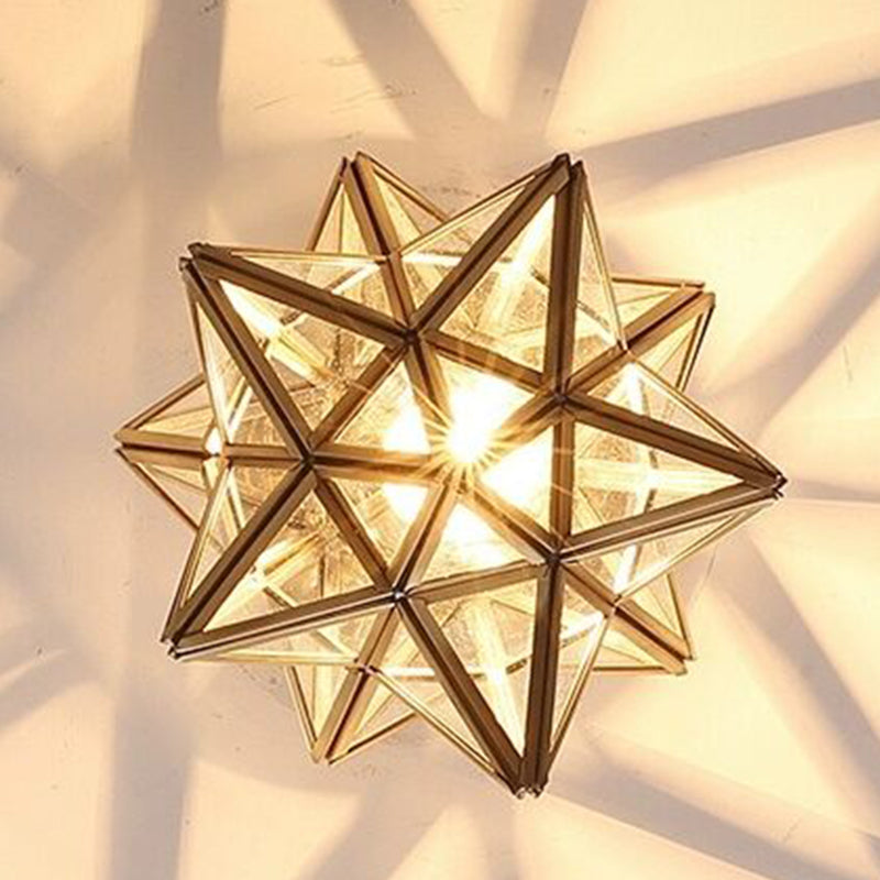 Semi Flush Mount Ceiling Light American Country Style Aisle Corridor Star Shape Ceiling Mount Light