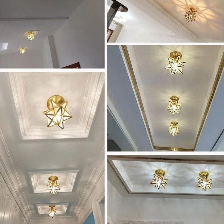 Semi Flush Mount Ceiling Light American Country Style Aisle Corridor Star Shape Ceiling Mount Light