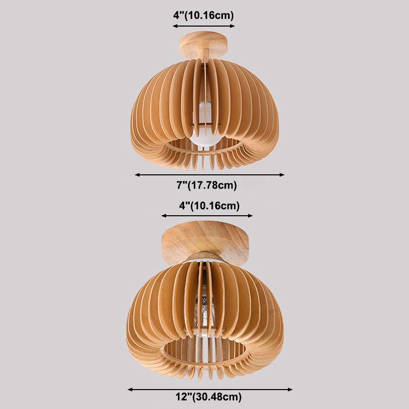 Asian Dome Semi Flush Mount Ceiling Light 1-Light Semi Flush Mount Lighting for Corridor