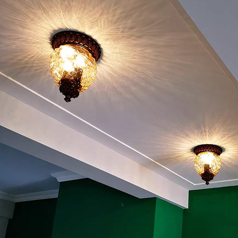 Luce a soffitto a filo di ferro Luce americano in stile country soggiorno in vetro ombra a soffitto monte illuminazione