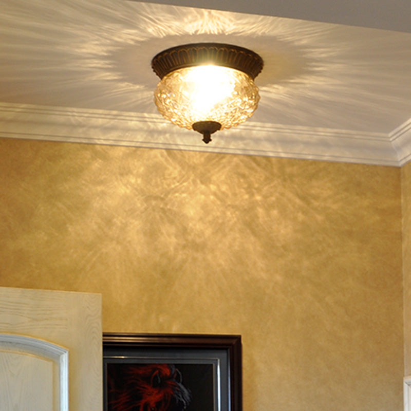 Luce a soffitto a filo di ferro Luce americano in stile country soggiorno in vetro ombra a soffitto monte illuminazione