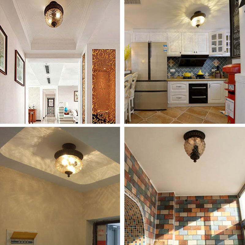 Luce a soffitto a filo di ferro Luce americano in stile country soggiorno in vetro ombra a soffitto monte illuminazione