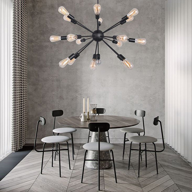 Bare Bulb Chandelier Light Fixture Industrial Metal Pendant Lighting for Restaurant