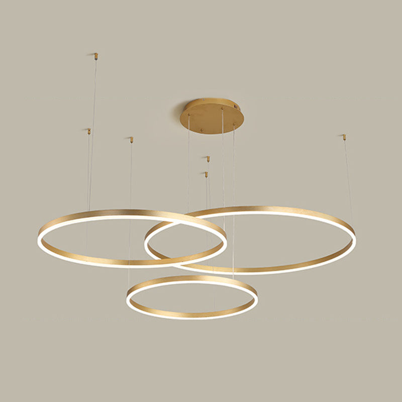 Nordic Gold Circular Clusters Pendant Restaurant Hanging Chandelier for Cafe