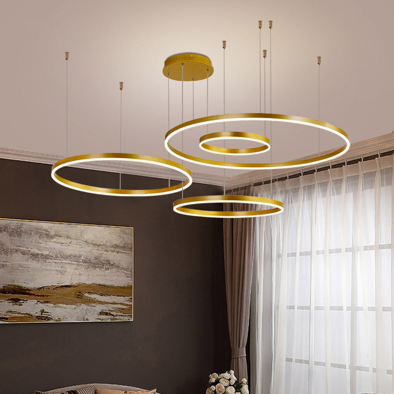 Nordic Gold Circular Clusters Pendant Restaurant Hanging Chandelier for Cafe