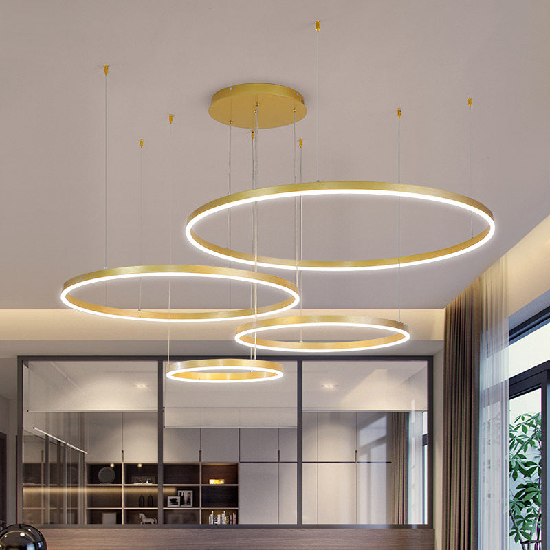 Nordic Gold Circular Clusters Pendant Restaurant Hanging Chandelier for Cafe