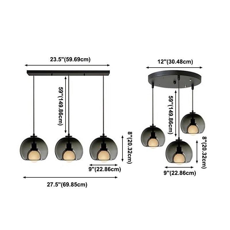 Industrielle Hanglampen 3 Leichter Cluster -Anhänger für Küchenrestaurant