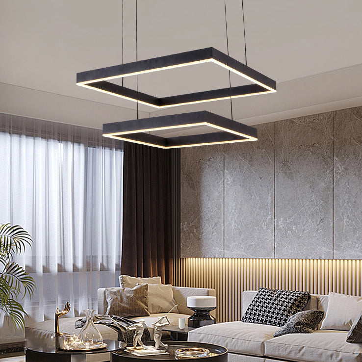 Contemporary Square Shape Chandelier Light Fixtures Restaurant Hanging Chandelier for Sitting Room