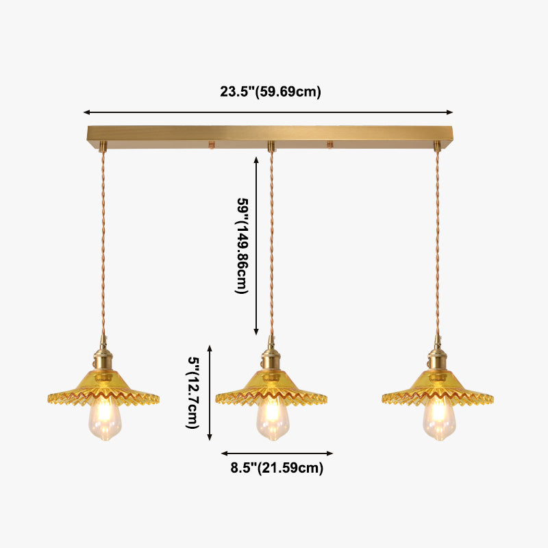 3 lampes suspendues industrielles à cluster léger avec une teinte en verre pour le restaurant de cuisine