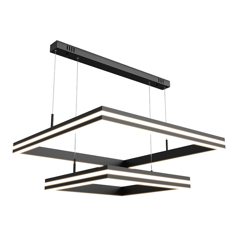 Contemporary Rectangular Chandelier Light Fixtures Restaurant Hanging Chandelier with Acrylic Shade