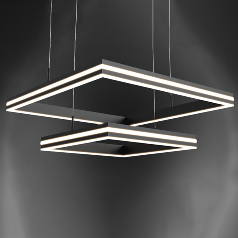 Contemporary Rectangular Chandelier Light Fixtures Restaurant Hanging Chandelier with Acrylic Shade