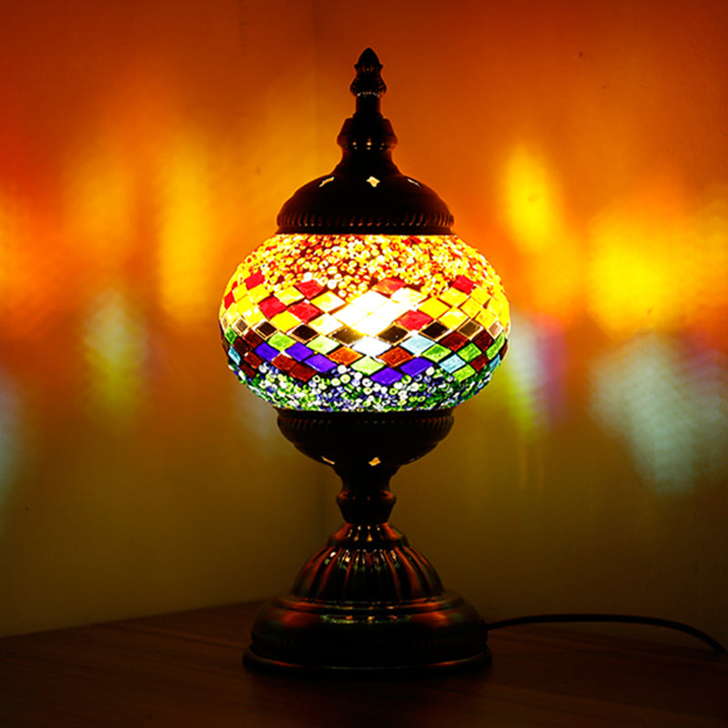 1 Light Light Light Méditerranée Global Global / Red and Blue Trened Verre Table Lampe For Bedroom