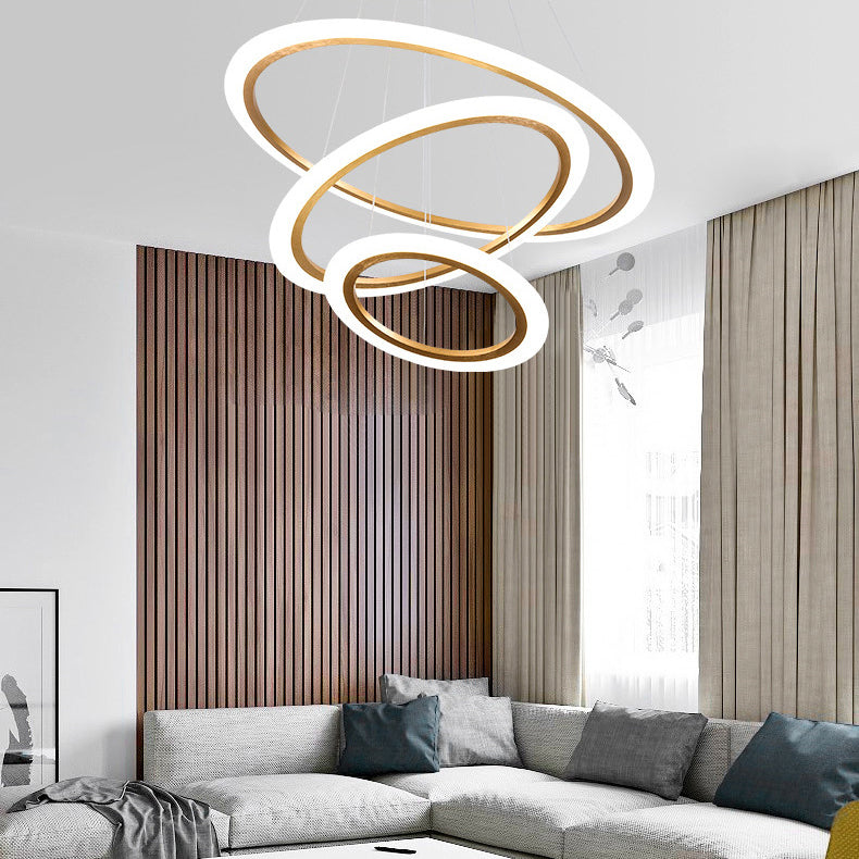 Metal Gold Three-Tier Chandelier Lighting Fixture Modern Chandelier Pendant Light for Living Room