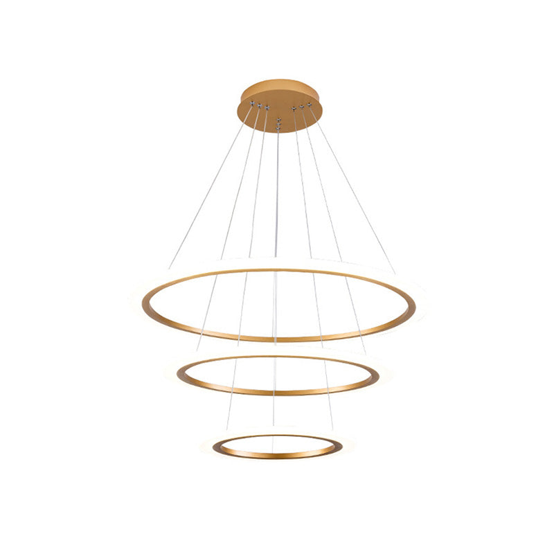 Metal Gold Three-Tier Chandelier Lighting Fixture Modern Chandelier Pendant Light for Living Room